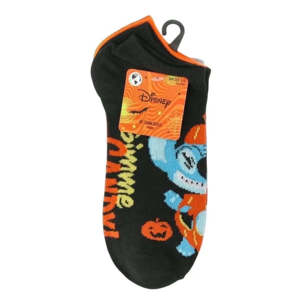 Disney Lilo & Stitch Halloween Women's No Show Socks, 3-Pack, Shoe Size 4-10